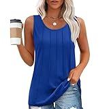 Damen Tank Top Ärmellose T Shirt Oberteile Blusentop Sommer Basic Top Elegente Plissee Tanktops Casual Weste Lose Fit Oberteile Ärmellose T Shirt Weste Sommer Basic Top Elegente Casual W