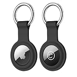 Andwing 2er Pack Silikon Hülle für AirTag, Schutzhülle Kompatibel Apple AirTags Tracker, Keyring Abdeckung Case für Schlüssel, Tasche, und Hund, Schlüsselanhänger AirTag, AirTags Hülle Schw