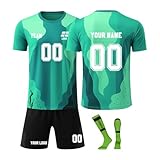 Generisch Personalise Herren Fußball Trikot Football Spieltrikot Jersey Shorts Socken 3 Teilig Farbenfrohe Drucke Individuelles Trainingsanzug Fußballtrikots Atmungsaktiv Sportanzug 2-Pink