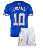 Mefstone Frankreich Zidane #10 Kinder Trikot für Kinder, 1998 Nostalgie Football Trainings Kinder Trikot, Fußball-Trainingstrikots für Jungen, Komm mit Shorts(Zidane,140)