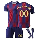 Generisch Fussball Trikot Kinder Set 25/26 Heim/Auswärts neuFussball Training T-Shirts Personalisiert eigenem Namen & Nummer Enthält Shorts & Socken Fussballgeschenke für Kinder und M