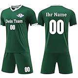 OXOQAQ Kinder Trikot Set mit Eigenem Namen - Fussball Trikot Jungen mit Nummer Team Logo Fußball Trik