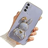 Tivenfezk für Samsung Galaxy S20 Plus Hase Versteckt Ständer Hülle,Karikatur Ultra Dünn Überzug Galvanisierte Herz Ständer Weiche Silikon Kratzfest Handyhülle Schutzhü