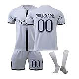 Generisch Fussball Trikot Kinder Personalisiert, Paris g Trikots Set Kinder mit Jersey Shorts Socken, Personalisierte Fussball Trikot mit Namen und Nummer Fan-Geschenk