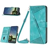 TUUNKMUY Sony Xperia 5 VI Case, Handykette Hülle für Sony Xperia 5 VI HandyHülle Umhängeband Flipcase Leder Cover Schutzhülle Brieftasche Flipcover Tasche mit Hand Strap und Magnetverschluss, grü