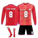 Benutzerdefiniert Fußball Trikot 3 Stück Sets für Männer Jungs Personalisierte Torwart-Shirt Uniform mit Namen Nummer Log