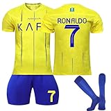 Al NASSR 23/24 Fußball Trikot, Nr.7 Hause/Auswärts Fußball Trikot für Kinder Erwachsener, Fussball Trikots Shorts und Socken Anzug Jungen H