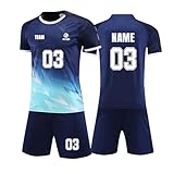 Generisch Trikot mit Eigenem Namen & Nummer & Logo, Trikot Personalisiert Kinder, Fußball Trikots Shorts Set für Kinder/Erwachsene, Fussball Jersey Trainingsanzug für Junge H