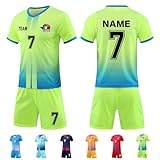 LAIFU Fussball Trikot mit Eigenem Namen Kinder Erwachsene Personalisiert Fußball Trikot Set mit Nummer Logo (DE/NL/SE/PL, Alphanumerisch, S, Regular, Regular, Fluoreszierendes Grün)