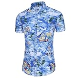 Hawaiihemd Herren Mode Kurzarm Freizeithemd Regular Fit Einzigartig Muster Knopfleiste Hemd Vintage Persönlichkeit Trend Druck Shirt K-11 6XL