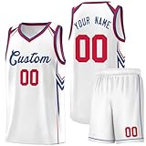 Personalisierte Basketball Trikot 2 Teiliges Set mit Jersey Shirt und Shorts für Herren/Damen/Jungen/Kinder Football Kurze Sporthose Jungen Hose Mädchen Hosen 146 Herren Bekleidungssets Fü