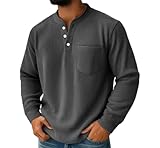 Langarm T-Shirt Herren Leichte Casual Atmungsaktiv Basic Shirt Klassisch Einfarbig Mode T-Shirts M-Black XL