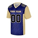 Generisch Personalisiert American Football Trikot Leicht Rugby Trikot Herren Atmungsaktiv Spieltrikot Bequem Tops Kurzarm Sport Oberteil T-Shirt Individuelles Teamname&Name&Nummer 2-12