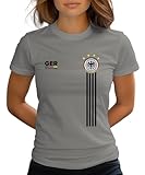 Deutscher Fussballfan | Fußball-EM 2024 Germany Fanartikel | Deutschland Europameisterschaft Trikot Fussball WM Herren T-Shirt Weiß (DE/NL/SE/PL, Alphanumerisch, L, Regular, Regular, Grau, Damen)