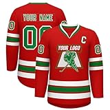 KONG JIMFAN Personalisiertes Hockey Trikot,Eishockey Kostüm Erwachsene Locker Atmungsaktiv Eishockey Trikots mit Eigenem Namen Nummer Logo & Teamname,Teamtrikot für Mannschaften(#C Wine)