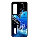 FunKaz Schutzhülle für Oppo Find X2 Pro – Bugdroid Kleiner Roboter Android Blau im Wasser – Schutzhülle Schwarz TPU