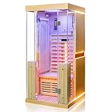 Dewello® Infrarotkabine Infrarotsauna Kingston 90cm x 90cm für 1 Person aus Hemlock Holz mit verstellbarem Vollspek