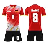 Personalisierte Fußballtrikots für Jungen und Mädchen, personalisierbare Fußballmannschaftsuniformen für Damen und Herren, mit Namensnummer, Logo, Teamname, 4-rot, S