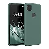 kwmobile Hülle kompatibel mit Google Pixel 4a Hülle - gummierte TPU Silikon Handyhülle - Schutzhülle für kabelloses Laden - Case in Tannengrü