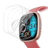 Carantee Schutzfolie für Panzerglas für Fitbit Versa 3/Fitbit Versa 4/Fitbit Sense 2/Fitbit Sense Displayfolie-4 Stück, Flexible TPU für Versa 4 Displayschutz, Blasenfrei für Sense 2 Schutzg