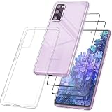 Wanme Hülle für Samsung Galaxy S20 FE Handyhülle, mit 2 Stück Gehärtetem Glas Schutzfolie, Transparente Silikon Schutzhülle, Kratzfeste Rückseite Hüllen,Kameraschutz Cases für Galaxy S20 FE 5G/4G 6,5'