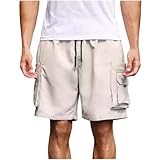 Ayhuang Wandershorts Herren Bequem Sportlich Freizeitshorts Atmungsaktive Große Größen Sommershorts Freizeit Einfarbig Strandshorts mit Kordelzug Leichte Regular Herrenshorts Oversize Modische H