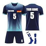 PULASSI Deutschland-Feier-Trikot,Deutschland-Feier-Trikot, Personalisiertes Football Trikot Kinders Erwachsene Fusstball Trikots&Shorts&Socken mit GRATIS Name Nummer Team Logo Fußball Trik