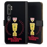 DeinDesign Klapphülle kompatibel mit Xiaomi Mi Note 10 Pro Handyhülle aus Kunst Leder schwarz Flip Case VfB Stuttgart Pokal Offizielles Lizenzproduk