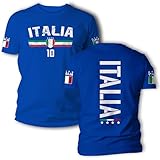 Fußball T-Shirt Italien - Italia - T Shirt EM WM - Kurzarm Tshirt - Fußballdress - Trikot - Geschenkidee - Rücken - Trainingstshirt - Fußballtrikot - für Herren Damen und Kinder - S