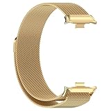 GAFNED Edelstahlgurt für Redmi Watch 4 Uhrenband Milanese Loop Magnetic Armband für Xiaomi Mi Band 8 Pro -Armband Accessorie Watchbänder(Gold)