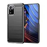 GTBDEKI Schutzhülle für Poco X3 GT/Redmi Note 10 Pro 5G 21061110AG, Kohlefaser, stoßfest, dünn, Silikon, robust, weiche TPU-Rückseite, für Xiaomi Mi X3 GT 5G, Schw