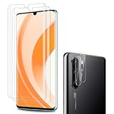2+2 Stück für Panzerglas für Huawei P30 Pro Schutzfolie Kameraschutz, Fingerabdruck-ID Schutzglas für P30 Pro Displayschutzfolie, 3D-Vollabdeckung, 9H Härte, Blasenfrei, Ultrabeständig, B