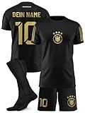 Deutschland Fußballtrikot personalisiert für Jungen & Mädchen – mit deinem Namen & Nummer – atmungsaktiv & leicht für EM 2024 F