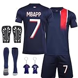 Sidesea Fussball Trikot Kinder, Fußballtrikot mit Fussball Socken Kinder, Schienbeinschoner Kinder Fussball, Schlüsselanhänger Hause/Auswärts Fußballtrikot für Kinder Trikot Fussball Jung