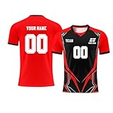 Fußballtrikot, personalisierbar, bedruckt/genäht, Namennummer, Fußballtrikot für Männer, Frauen und Jugendliche, 1 Zinnoberrot, S