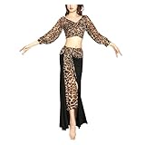 NihaoWXM Sexy Langes Kleid Bauchtanz Bauchtanz-Kostüm for Damen, Bühnenkleidung, langärmeliges Oberteil, eleganter Rock, Tanzbekleidung, Trainingsanzug Bauchtanz Rock(B,M)