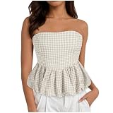 Generisch Petite Schulterfrei Damen Crop Top Tube Top Oberteile Elegant Bandeau Top Trägerlos Oberteil Party Tube Tops Casual Sommertop Sexy ärmelloses Casual für Party Club
