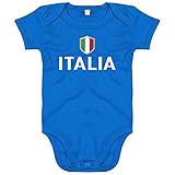 FanShirts4u Länder Baby Body - ITALIEN ITALIA ITALY - inkl. Druck Name & Nummer EM WM Trikot (3-6 Monate, Blau/ITALIA)