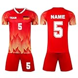 Generisch Personalisiertes Trikot Kinder Erwachsene Fussball Trikots & Shorts mit GRATIS Name + Nummer Team Logo Fußballtrik
