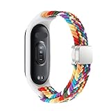 DASEB Geflochtenes Riemen für Xiaomi Mi Band 8 Elastic Nylon Solo Loop Verstellbares Uhrenband Magnetische Schnallenarmband für Miband 8 NFC Watchbands(Rainbow,For Miband 7 6 5 4 3)