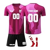 Generisch Personalise Herren Fußball Trikot Football Spieltrikot Jersey Shorts Socken 3 Teilig Farbenfrohe Drucke Individuelles Trainingsanzug Fußballtrikots Atmungsaktiv Sportanzug 2-R