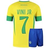 Brasilien FußballTrikot Set Heim Vini JR. - Kinder und Erwachsene - Jungen - Fußball Trikot - Fussball Geschenke - Sport t Shirt - Sportbekleidung - Größe 164