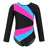 SEAUR - Turnanzug Mädchen Langarm Schwarz Kinder Gymnastikanzug 128 Tanzen Ballet Yoga Kleidung Klassisch Trikot Gymnastik 11-12 J