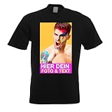Kiwistar T-Shirt Herren schwarz - M - Aufdruck individuell - mit Foto Bedruckt - Wunschtext - Druck personalisiert - Geschenk für Freizeit Sport - selber g