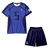 Seishiro Nagi Trikot-Kits, Fußball-Sport-Trainingsanzug, kurz und T-Shirt, 2-teiliges Set, Fußballtrikot-Set für Jugendliche und Aldult, Nr. 5 EU:, M