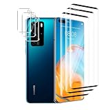 Ydiciv 3+3 Stück Schutzfolie für Huawei P40 Pro 5G Panzer Schutz Glas, 3 Stücke panzerfolie und 3 Stücke Kamera Glas, 9H Härte, HD Klar Schutzglas, No-Bubble, für Huawei P40 Pro 5G