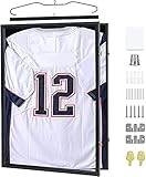 Temgee 2XL Trikot-Präsentationsrahmen – Trikot-Rahmen Vitrine – Trikot-Schattenbox für Baseball, Basketball, Fußball, Hockey, Sport-Shirts, Uniform, 98 % UV-Schutz, Acrylglas, 2 Aufhänger (schwarz)