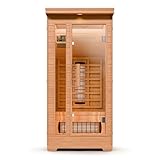 di volio Infrarotsauna Loimaa I, Infrarotkabine für 1 Person, aus Holz, Vollspektrumstrahler, LED-Farblichttherapie & Ionisator, 190x90x90 cm, (1-Person)