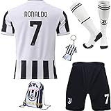 BlackAzat 2021/2022 Heim #7 Football Fußball Kinder Trikot Shorts Socken Set Jugendgrößen (Weiß,28)