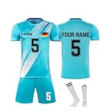 Generisch Personalise Fußball Trikot Herren Football Spieltrikot Schnelltrocknend Jersey Shorts Socken 3 Teilig Erwachsener Kinder Individuelles Trainingsanzug Fußballtrikot Sportanzug 3-Cy